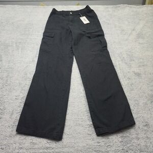 Refuge Cargo Pants Womens Small Black Dark Wash Pockets Waistband Straight Leg